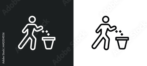 throw icon isolated in white and black colors. throw outline vector icon from hygiene collection for web, mobile apps and ui.