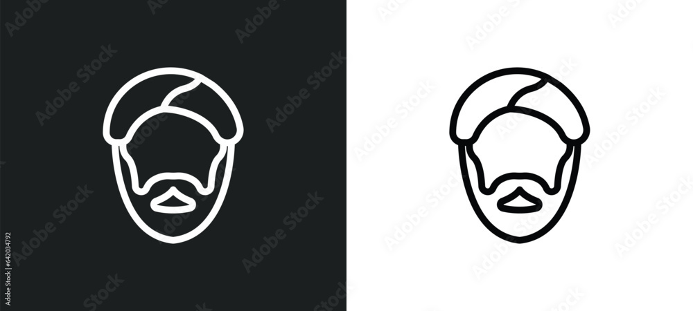 indian man icon isolated in white and black colors. indian man outline vector icon from india collection for web, mobile apps and ui.