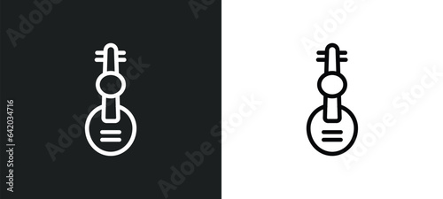 veena icon isolated in white and black colors. veena outline vector icon from india and holi collection for web, mobile apps and ui.