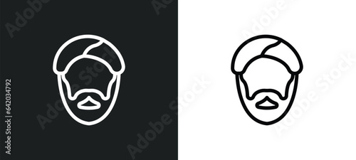 indian man icon isolated in white and black colors. indian man outline vector icon from india collection for web, mobile apps and ui.