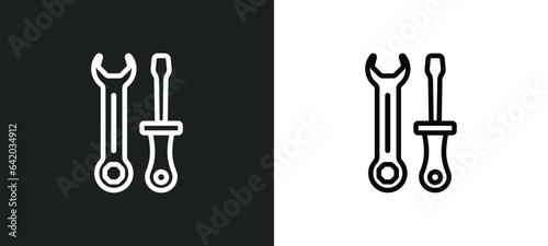 tools icon isolated in white and black colors. tools outline vector icon from industry collection for web, mobile apps and ui.