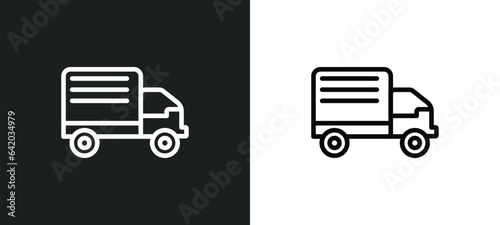 cargo truck icon isolated in white and black colors. cargo truck outline vector icon from industry collection for web, mobile apps and ui.