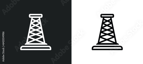 oil rig icon isolated in white and black colors. oil rig outline vector icon from industry collection for web, mobile apps and ui.