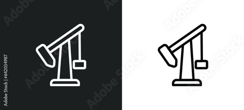 pump jack icon isolated in white and black colors. pump jack outline vector icon from industry collection for web, mobile apps and ui.