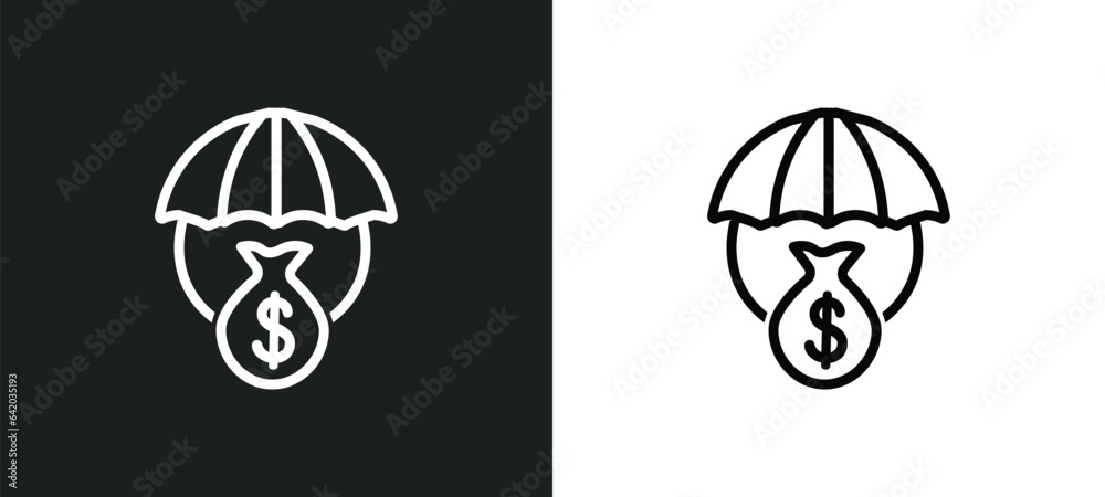 Fototapeta premium investment insurance icon isolated in white and black colors. investment insurance outline vector icon from insurance collection for web, mobile apps and ui.