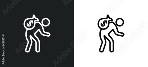 robbery icon isolated in white and black colors. robbery outline vector icon from insurance collection for web, mobile apps and ui.