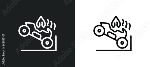 motorcycle accident icon isolated in white and black colors. motorcycle accident outline vector icon from insurance collection for web, mobile apps and ui.