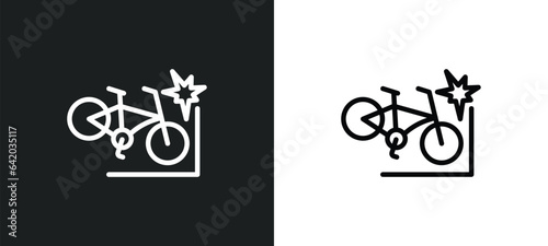 becycle accident icon isolated in white and black colors. becycle accident outline vector icon from insurance collection for web, mobile apps and ui.