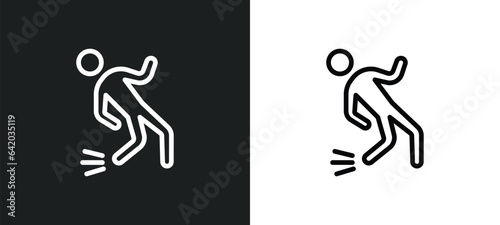 fall accident icon isolated in white and black colors. fall accident outline vector icon from insurance collection for web, mobile apps and ui. photo