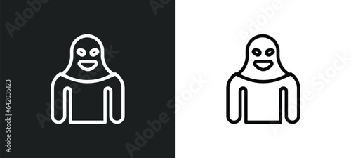 terrorist icon isolated in white and black colors. terrorist outline vector icon from insurance collection for web, mobile apps and ui.