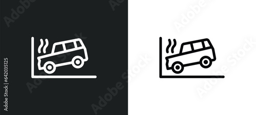car accident icon isolated in white and black colors. car accident outline vector icon from insurance collection for web, mobile apps and ui.