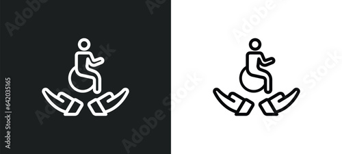 disabled icon isolated in white and black colors. disabled outline vector icon from insurance collection for web, mobile apps and ui.