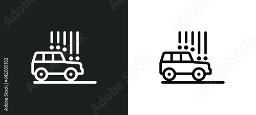 hail on the car icon isolated in white and black colors. hail on the car outline vector icon from insurance collection for web, mobile apps and ui.