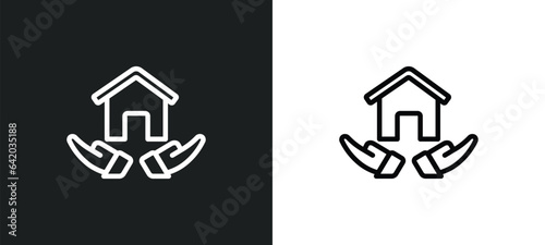 house insurance icon isolated in white and black colors. house insurance outline vector icon from insurance collection for web, mobile apps and ui.