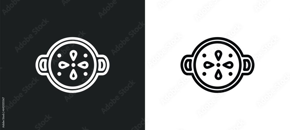 paella icon isolated in white and black colors. paella outline vector icon from kitchen collection for web, mobile apps and ui. - obrazy, fototapety, plakaty 