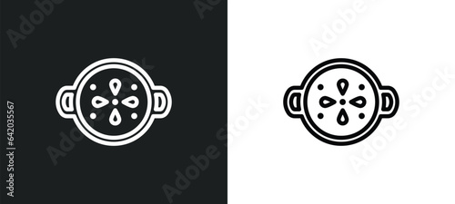 paella icon isolated in white and black colors. paella outline vector icon from kitchen collection for web, mobile apps and ui.