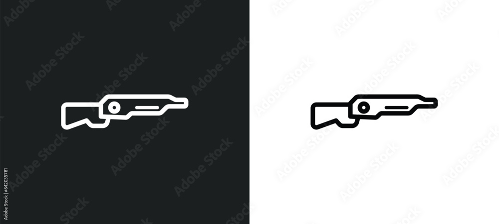 shotgun icon isolated in white and black colors. shotgun outline vector icon from law and justice collection for web, mobile apps and ui. - obrazy, fototapety, plakaty 