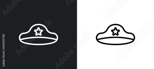 police hat icon isolated in white and black colors. police hat outline vector icon from law and justice collection for web, mobile apps and ui.