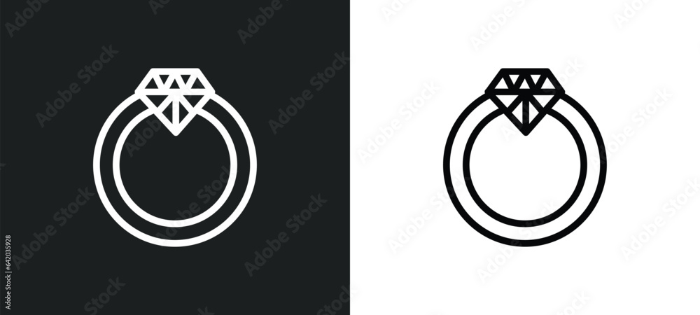 diamond ring icon isolated in white and black colors. diamond ring outline vector icon from luxury collection for web, mobile apps and ui.