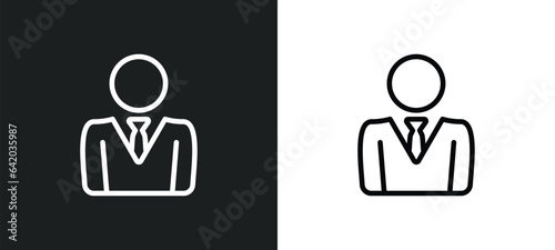 business man icon isolated in white and black colors. business man outline vector icon from luxury collection for web, mobile apps and ui.