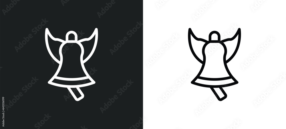 standing bell icon isolated in white and black colors. standing bell outline vector icon from religion collection for web, mobile apps and ui.