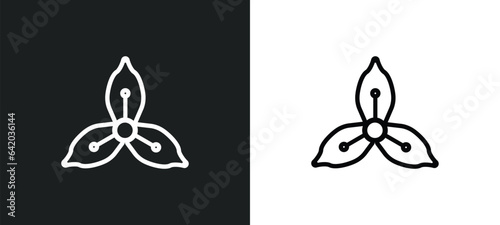 iris icon isolated in white and black colors. iris outline vector icon from nature collection for web, mobile apps and ui.