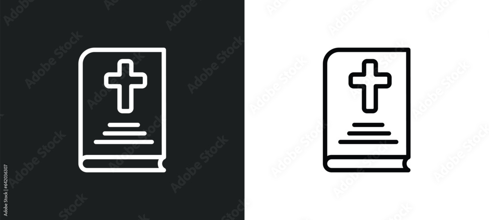 bible icon isolated in white and black colors. bible outline vector icon from religion collection for web, mobile apps and ui. bible icon isolated in white and black colors. bible outline vector icon from religion collection for web, mobile apps and ui.