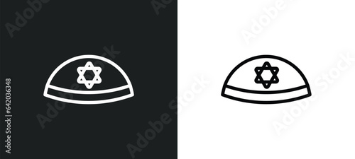 kippah icon isolated in white and black colors. kippah outline vector icon from religion collection for web, mobile apps and ui.