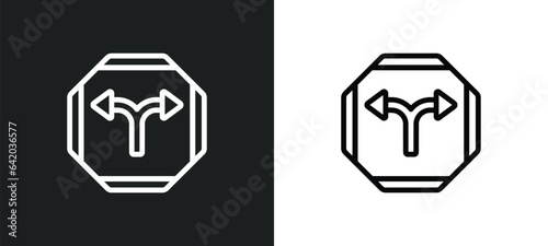 junction icon isolated in white and black colors. junction outline vector icon from signs collection for web, mobile apps and ui.