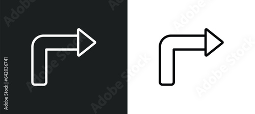 turn right arrow icon isolated in white and black colors. turn right arrow outline vector icon from user interface collection for web, mobile apps and ui.