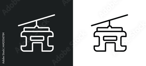 cable car cabin icon isolated in white and black colors. cable car cabin outline vector icon from winter collection for web, mobile apps and ui.