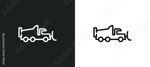 snowplow icon isolated in white and black colors. snowplow outline vector icon from winter collection for web, mobile apps and ui.