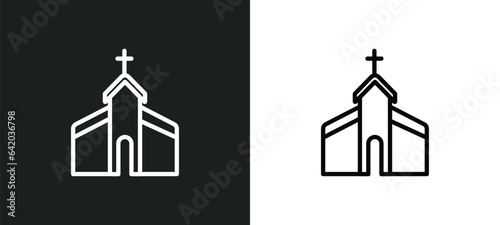 chapel icon isolated in white and black colors. chapel outline vector icon from winter collection for web, mobile apps and ui.