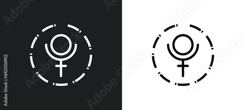 pluto icon isolated in white and black colors. pluto outline vector icon from zodiac collection for web, mobile apps and ui.