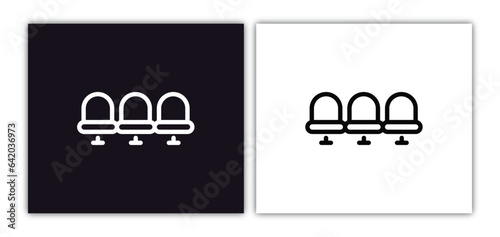 waiting place icon isolated in white and black colors. waiting place outline vector icon from airport terminal collection for web, mobile apps and ui.
