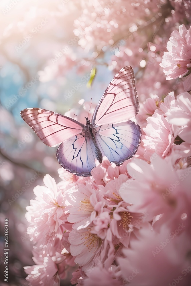 butterfly on pink flowers butterfly on pink flowers