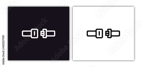 airplane security belt icon isolated in white and black colors. airplane security belt outline vector icon from airport terminal collection for web, mobile apps and ui.