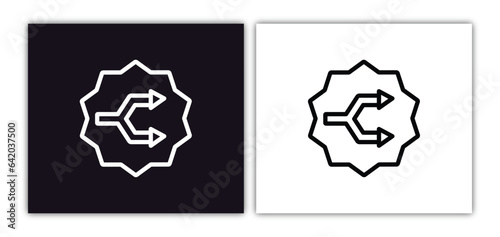 split arrows icon isolated in white and black colors. split arrows outline vector icon from arrows collection for web, mobile apps and ui.
