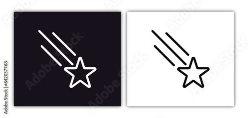 shooting star icon isolated in white and black colors. shooting star outline vector icon from astronomy collection for web, mobile apps and ui.