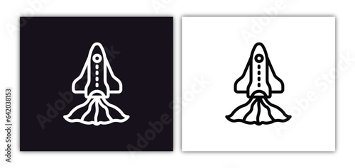 liftoff icon isolated in white and black colors. liftoff outline vector icon from astronomy collection for web, mobile apps and ui.