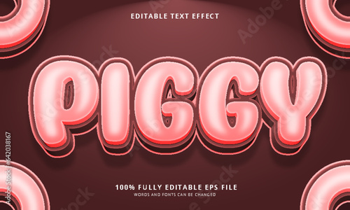 Piggy text style editable text effect