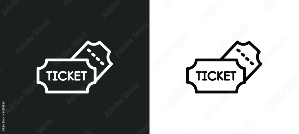 two movie tickets icon isolated in white and black colors. two movie tickets outline vector icon from cinema collection for web, mobile apps and ui. two movie tickets icon isolated in white and black colors. two movie tickets outline vector icon from cinema collection for web, mobile apps and ui.