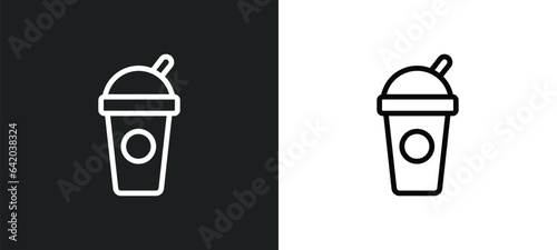 papper cup with straw icon isolated in white and black colors. papper cup with straw outline vector icon from cinema collection for web, mobile apps and ui.