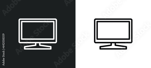 flat tv icon isolated in white and black colors. flat tv outline vector icon from cinema collection for web, mobile apps and ui.