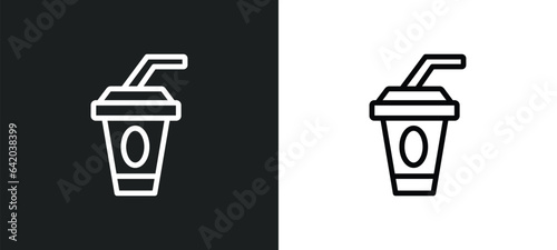 drink with straw icon isolated in white and black colors. drink with straw outline vector icon from cinema collection for web, mobile apps and ui.