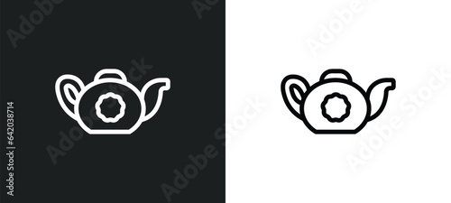 tea pot icon isolated in white and black colors. tea pot outline vector icon from food and restaurant collection for web, mobile apps and ui.