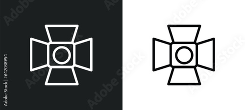 music spotlight icon isolated in white and black colors. music spotlight outline vector icon from music collection for web, mobile apps and ui.