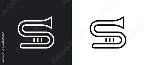 trombone icon isolated in white and black colors. trombone outline vector icon from music collection for web, mobile apps and ui.