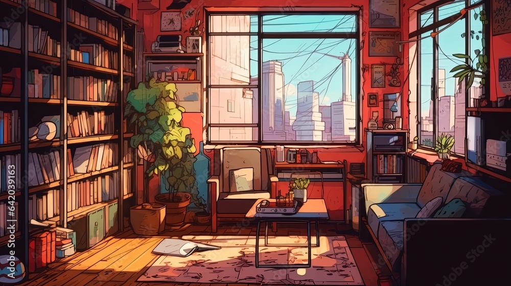 Interior design trends for small spaces. Fantasy concept , Illustration painting.