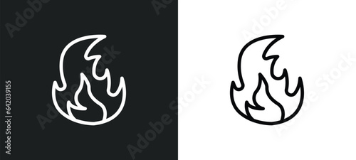burning flames icon isolated in white and black colors. burning flames outline vector icon from nature collection for web  mobile apps and ui.